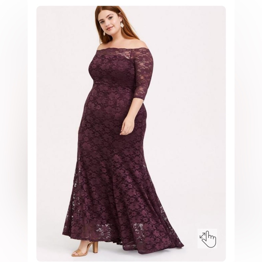 New! Torrid sz 16 Maxi Lace Off-Shoulder‎ Gown Dress